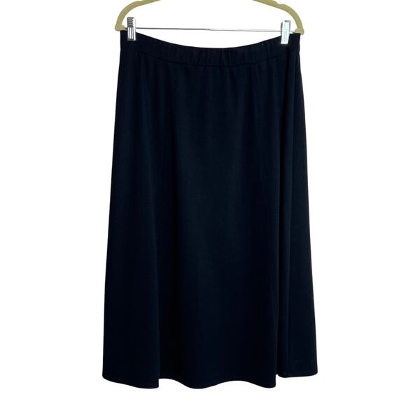 Chicos Womens Ponte Pernilla Skirt Size 3 (US XL) Black A-Line Midi Knit USA NEW - Picture 1 of 7